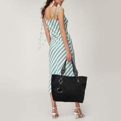 مملوكة مسبقًا Gucci Black GG Denim and Leather Icon Bit Tote