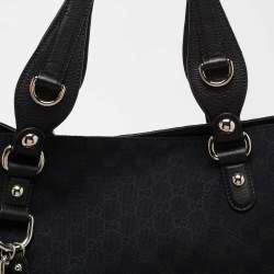 مملوكة مسبقًا Gucci Black GG Denim and Leather Icon Bit Tote