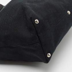 مملوكة مسبقًا Gucci Black GG Denim and Leather Icon Bit Tote