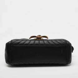 Pre Owned Gucci Black Quilted Leather Medium Queen Margaret Bamboo Top Handle Bag