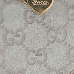 Gucci Silver Guccissima Leather Heart Shape Coin Purse