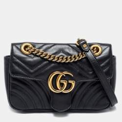 Gucci Black Matelassé Leather GG Marmont Super Small Shoulder Bag Gucci |  TLC