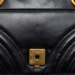 Gucci Black Matelassé Leather GG Marmont Super Small Shoulder Bag
