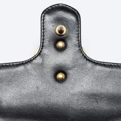 Gucci Black Matelassé Leather GG Marmont Super Small Shoulder Bag