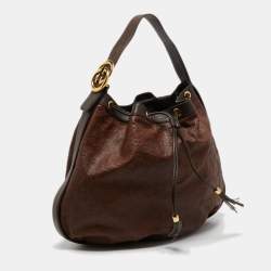 Pre Owned Gucci Brown Guccissima Leather Interlocking Icon Hobo