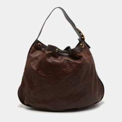 Pre Owned Gucci Brown Guccissima Leather Interlocking Icon Hobo
