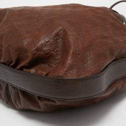 Pre Owned Gucci Brown Guccissima Leather Interlocking Icon Hobo