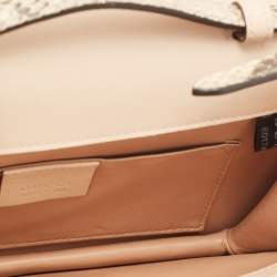 Pre Owned Gucci Beige Python Crystal Embellished Interlocking G Broadway Clutch