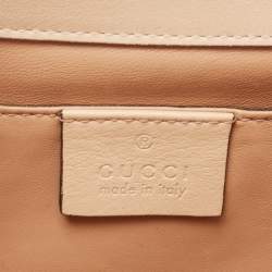 Pre Owned Gucci Beige Python Crystal Embellished Interlocking G Broadway Clutch