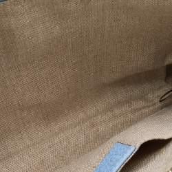 Pre Owned Gucci Light Blue Leather Bamboo Tassel Clutch