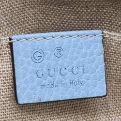 Pre Owned Gucci Light Blue Leather Bamboo Tassel Clutch