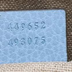 Pre Owned Gucci Light Blue Leather Bamboo Tassel Clutch