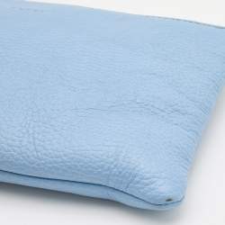 Pre Owned Gucci Light Blue Leather Bamboo Tassel Clutch