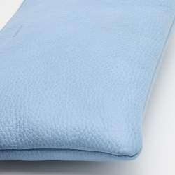 Pre Owned Gucci Light Blue Leather Bamboo Tassel Clutch