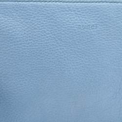 Pre Owned Gucci Light Blue Leather Bamboo Tassel Clutch