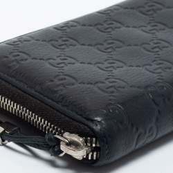 Gucci Black Guccissima Leather Continental Zip Around Wallet