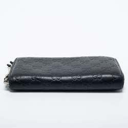 Gucci Black Guccissima Leather Continental Zip Around Wallet