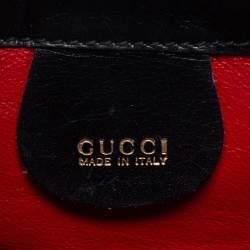 Pre Owned Gucci Black Leather Bamboo Top Handle Bag