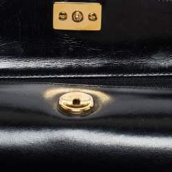 Pre Owned Gucci Black Leather Bamboo Top Handle Bag
