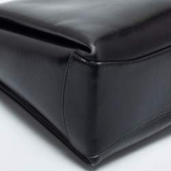 Pre Owned Gucci Black Leather Bamboo Top Handle Bag