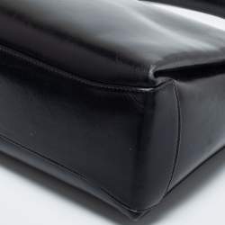 Pre Owned Gucci Black Leather Bamboo Top Handle Bag