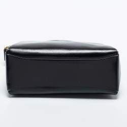 Pre Owned Gucci Black Leather Bamboo Top Handle Bag