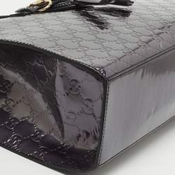 Pre Owned Gucci Metallic Purple Guccissima Patent Leather Large Emily Chain Shoulder Bag