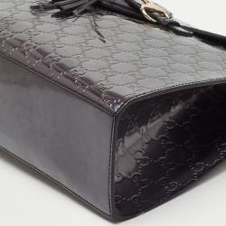 Pre Owned Gucci Metallic Purple Guccissima Patent Leather Large Emily Chain Shoulder Bag