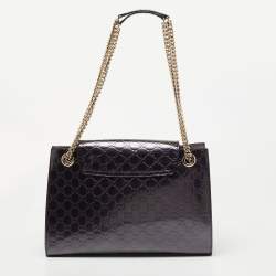 Pre Owned Gucci Metallic Purple Guccissima Patent Leather Large Emily Chain Shoulder Bag