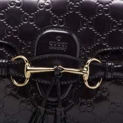 Pre Owned Gucci Metallic Purple Guccissima Patent Leather Large Emily Chain Shoulder Bag