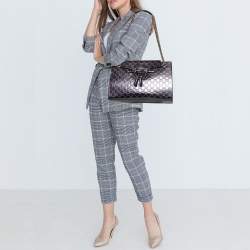 Pre Owned Gucci Metallic Purple Guccissima Patent Leather Large Emily Chain Shoulder Bag