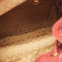 Pre Owned Gucci Red Leather and Suede Bamboo Backpack