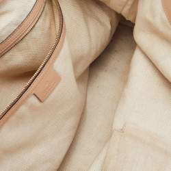 Pre Owned Gucci Beige/Metallic Pink Leather and GG Canvas Heart Interlocking G Tote