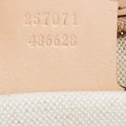 Pre Owned Gucci Beige/Metallic Pink Leather and GG Canvas Heart Interlocking G Tote