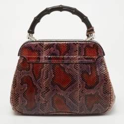 Pre Owned Gucci Multicolor Python Leather Lady Lock Top Handle Bag