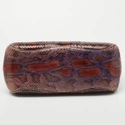 Pre Owned Gucci Multicolor Python Leather Lady Lock Top Handle Bag