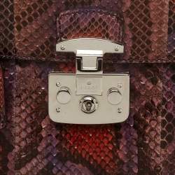 Pre Owned Gucci Multicolor Python Leather Lady Lock Top Handle Bag