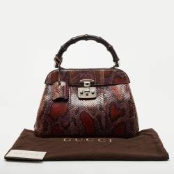 Pre Owned Gucci Multicolor Python Leather Lady Lock Top Handle Bag
