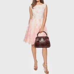 Pre Owned Gucci Multicolor Python Leather Lady Lock Top Handle Bag