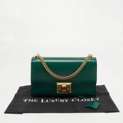 Pre Owned Gucci Green Leather Padlock Shoulder Bag