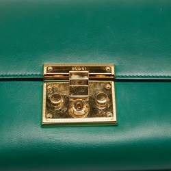 Pre Owned Gucci Green Leather Padlock Shoulder Bag