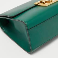 Pre Owned Gucci Green Leather Padlock Shoulder Bag