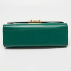 Pre Owned Gucci Green Leather Padlock Shoulder Bag