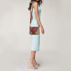 Pre Owned Gucci Beige/Brown GG Canvas and Leather Horsebit Shoulder Bag