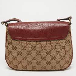 Pre Owned Gucci Beige/Brown GG Canvas and Leather Horsebit Shoulder Bag