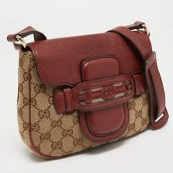 Pre Owned Gucci Beige/Brown GG Canvas and Leather Horsebit Shoulder Bag
