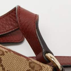 Pre Owned Gucci Beige/Brown GG Canvas and Leather Horsebit Shoulder Bag