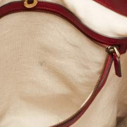 Pre Owned Gucci Beige/Red GG Canvas and Leather GG Interlocking Shopper Tote