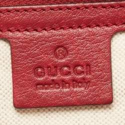 Pre Owned Gucci Beige/Red GG Canvas and Leather GG Interlocking Shopper Tote