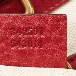 Pre Owned Gucci Beige/Red GG Canvas and Leather GG Interlocking Shopper Tote